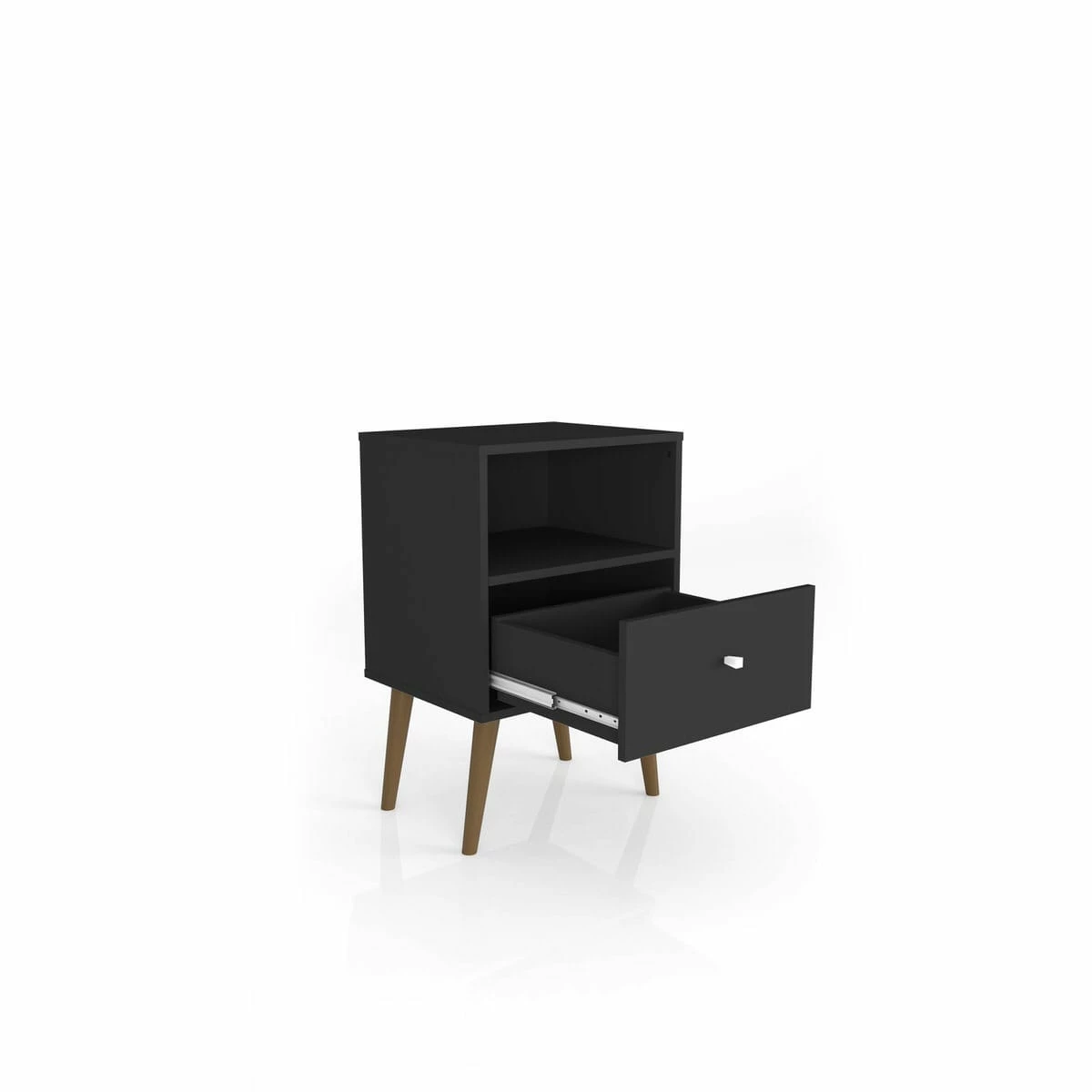 Liberty Mid Century - Modern Black Nightstand & 1.0 W/1 Cubby Space & 1 Drawer 4 Liberty Mid Century - Modern Black Nightstand & 1.0 W/1 Cubby Space & 1 Drawer - Image 2