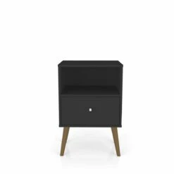 Liberty Mid Century - Modern Black Nightstand & 1.0 W/1 Cubby Space & 1 Drawer 12 Liberty Mid Century - Modern Black Nightstand & 1.0 W/1 Cubby Space & 1 Drawer -WALKER EDISON Shop 203AMC8 4