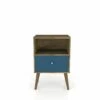 Liberty Mid Century - Modern Rustic Brown & Aqua Blue Nightstand & 1.0 W/1 Cubby Space & 1 Drawer -WALKER EDISON Shop 203AMC93