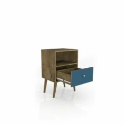 Liberty Mid Century - Modern Rustic Brown & Aqua Blue Nightstand & 1.0 W/1 Cubby Space & 1 Drawer -WALKER EDISON Shop 203AMC93 4