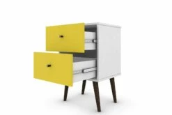 Liberty White And Yellow Mid Century - Modern Nightstand 2.0 W/2 Full Extension Drawers & Solid Wood Legs 9 Liberty White And Yellow Mid Century - Modern Nightstand 2.0 W/2 Full Extension Drawers & Solid Wood Legs -WALKER EDISON Shop 204AMC63 NS 1