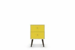 Liberty White And Yellow Mid Century - Modern Nightstand 2.0 W/2 Full Extension Drawers & Solid Wood Legs 11 Liberty White And Yellow Mid Century - Modern Nightstand 2.0 W/2 Full Extension Drawers & Solid Wood Legs -WALKER EDISON Shop 204AMC63 NS 3