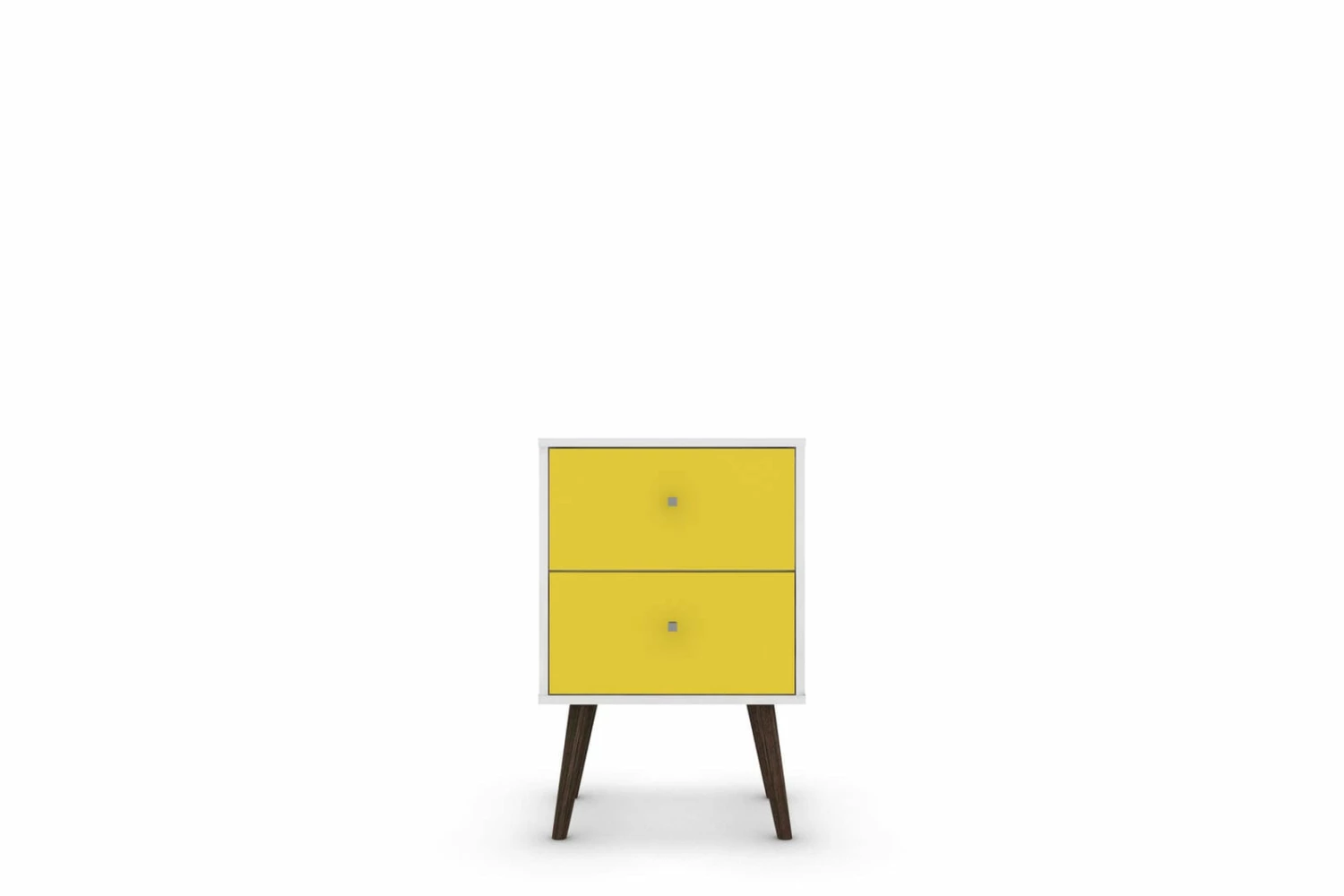 Liberty White And Yellow Mid Century - Modern Nightstand 2.0 W/2 Full Extension Drawers & Solid Wood Legs 6 Liberty White And Yellow Mid Century - Modern Nightstand 2.0 W/2 Full Extension Drawers & Solid Wood Legs - Image 4