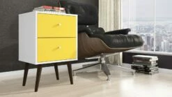Liberty White And Yellow Mid Century - Modern Nightstand 2.0 W/2 Full Extension Drawers & Solid Wood Legs 12 Liberty White And Yellow Mid Century - Modern Nightstand 2.0 W/2 Full Extension Drawers & Solid Wood Legs -WALKER EDISON Shop 204AMC63 NS 4