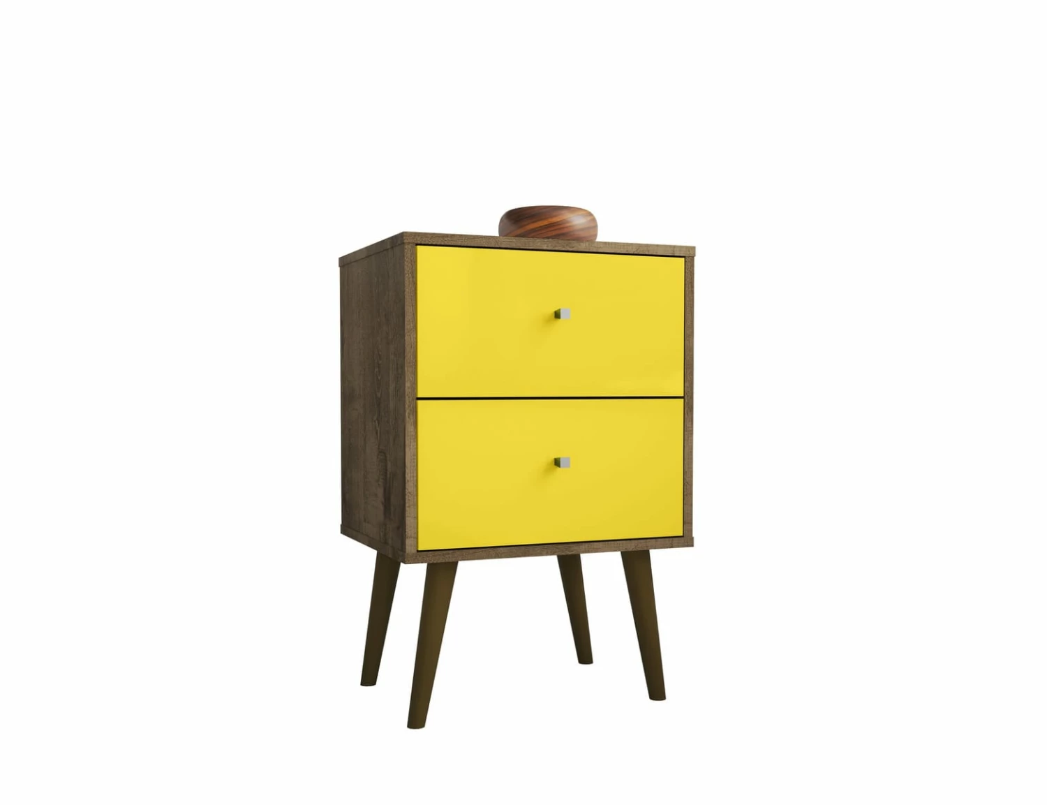 Liberty Mid Century - Modern Rustic Brown & Yellow Nightstand & 2.0 W/2 Full Extension Drawers 4 Liberty Mid Century - Modern Rustic Brown & Yellow Nightstand & 2.0 W/2 Full Extension Drawers - Image 2