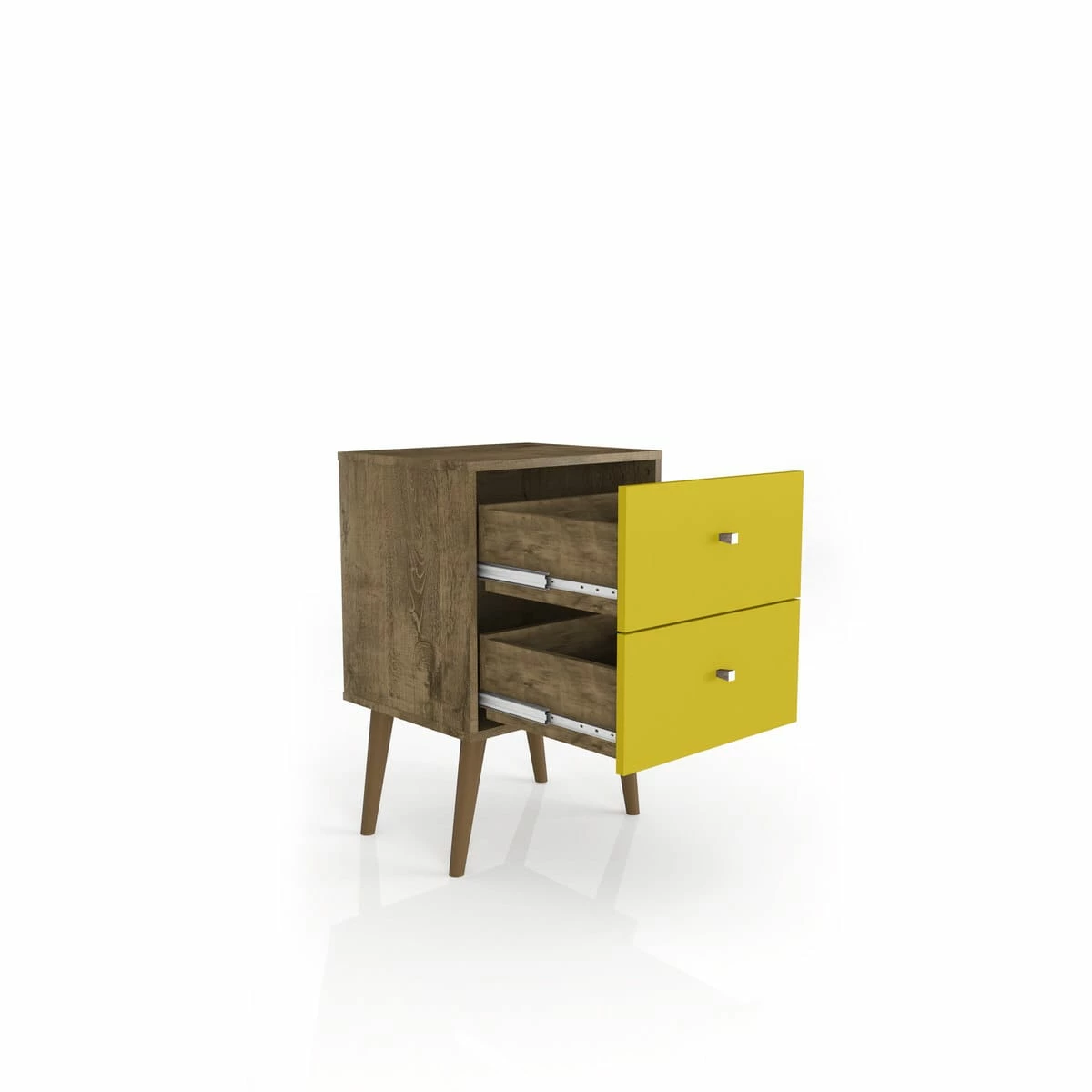 Liberty Mid Century - Modern Rustic Brown & Yellow Nightstand & 2.0 W/2 Full Extension Drawers 6 Liberty Mid Century - Modern Rustic Brown & Yellow Nightstand & 2.0 W/2 Full Extension Drawers - Image 4