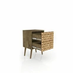 Liberty Mid Century - Modern Rustic Brown & 3D Brown Prints Nightstand & 2.0 W/2 Full Extension Drawers -WALKER EDISON Shop 204AMC97 1