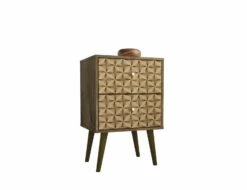 Liberty Mid Century - Modern Rustic Brown & 3D Brown Prints Nightstand & 2.0 W/2 Full Extension Drawers -WALKER EDISON Shop 204AMC97 4