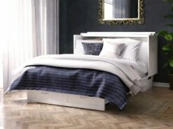 Chelsea Mid-Century Modern Queen Solid Wood Murphy Bed Chest W/Mattress In White -WALKER EDISON Shop AFI AC534142 4