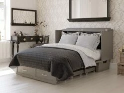 Chelsea Mid-Century Modern Queen Solid Wood Murphy Bed Chest W/Mattress In Grey -WALKER EDISON Shop AFI AC534149 4