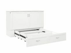 Raleigh Modern Queen Solid Wood Murphy Bed Chest W/Mattress In White 9 Raleigh Modern Queen Solid Wood Murphy Bed Chest W/Mattress In White -WALKER EDISON Shop AFI AC544142 1