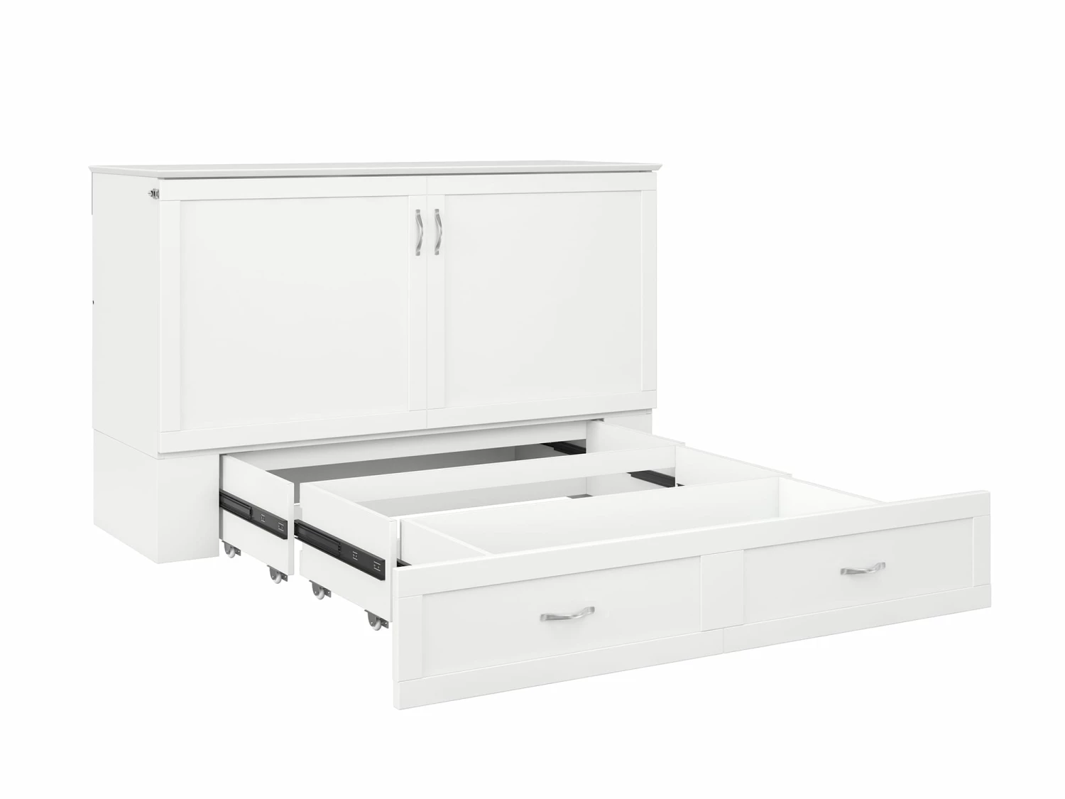 Raleigh Modern Queen Solid Wood Murphy Bed Chest W/Mattress In White 4 Raleigh Modern Queen Solid Wood Murphy Bed Chest W/Mattress In White - Image 2