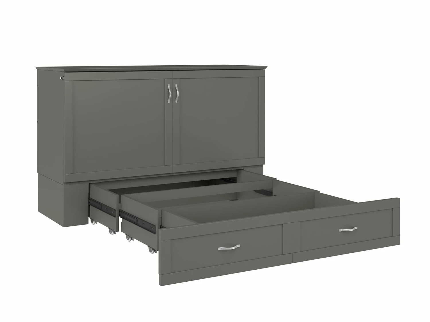 Raleigh Modern Queen Solid Wood Murphy Bed Chest W/Mattress In Grey 4 Raleigh Modern Queen Solid Wood Murphy Bed Chest W/Mattress In Grey - Image 2