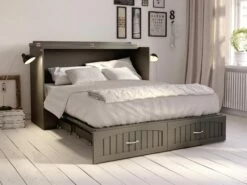 Aspen Mid-Century Modern Queen Solid Wood Murphy Bed Chest W/Mattress In Grey -WALKER EDISON Shop AFI AC554149 4