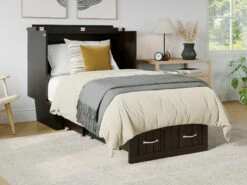 Sydney Twin Wood Murphy Bed Chest W/Storage Drawer & Charging Station In Espresso 12 Sydney Twin Wood Murphy Bed Chest W/Storage Drawer & Charging Station In Espresso -WALKER EDISON Shop AFI AC562141 4