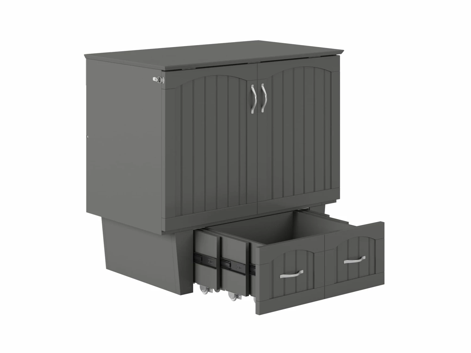 Sydney Twin Wood Murphy Bed Chest W/Storage Drawer & Charging Station In Grey 4 Sydney Twin Wood Murphy Bed Chest W/Storage Drawer & Charging Station In Grey - Image 2