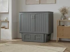 Sydney Twin Wood Murphy Bed Chest W/Storage Drawer & Charging Station In Grey 11 Sydney Twin Wood Murphy Bed Chest W/Storage Drawer & Charging Station In Grey -WALKER EDISON Shop AFI AC562149 3