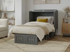 Sydney Twin Wood Murphy Bed Chest W/Storage Drawer & Charging Station In Grey 12 Sydney Twin Wood Murphy Bed Chest W/Storage Drawer & Charging Station In Grey -WALKER EDISON Shop AFI AC562149 4