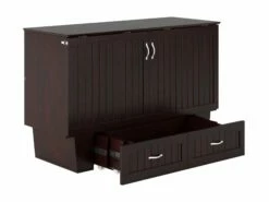 Sydney Modern Coastal Queen Solid Wood Murphy Bed Chest W/Mattress In Espresso -WALKER EDISON Shop AFI AC564141 1