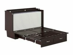 Sydney Modern Coastal Queen Solid Wood Murphy Bed Chest W/Mattress In Espresso -WALKER EDISON Shop AFI AC564141 2