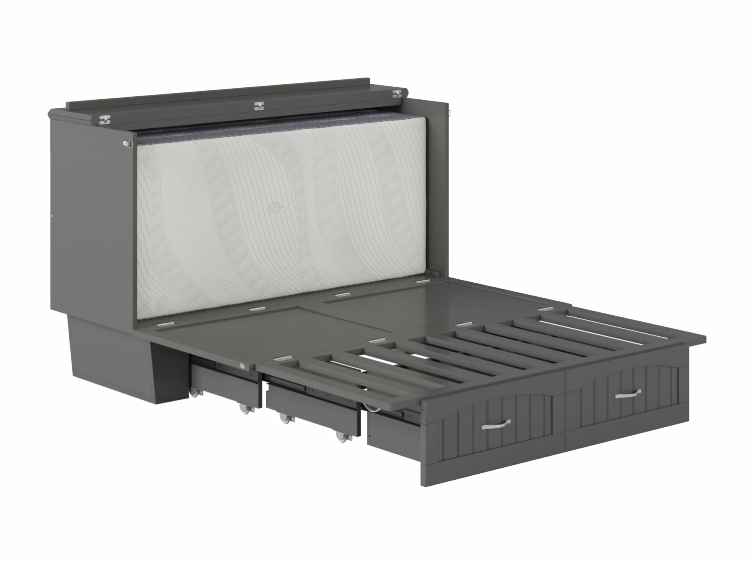 Sydney Modern Coastal Queen Solid Wood Murphy Bed Chest W/Mattress In Grey 5 Sydney Modern Coastal Queen Solid Wood Murphy Bed Chest W/Mattress In Grey - Image 3