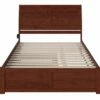 Portland Solid Wood King Platform Bed W/Footboard & Twin XL Trundle In Walnut -WALKER EDISON Shop AFI AR8952044
