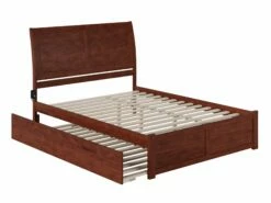 Portland Solid Wood King Platform Bed W/Footboard & Twin XL Trundle In Walnut -WALKER EDISON Shop AFI AR8952044 2