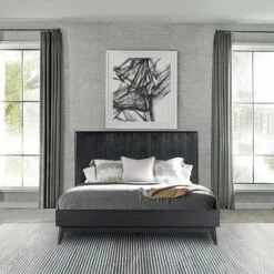 Carnaby Queen Platform Bed Frame In Black Brushed Oak Wood 13 Carnaby Queen Platform Bed Frame In Black Brushed Oak Wood -WALKER EDISON Shop AL LCCFBDBLQN 5