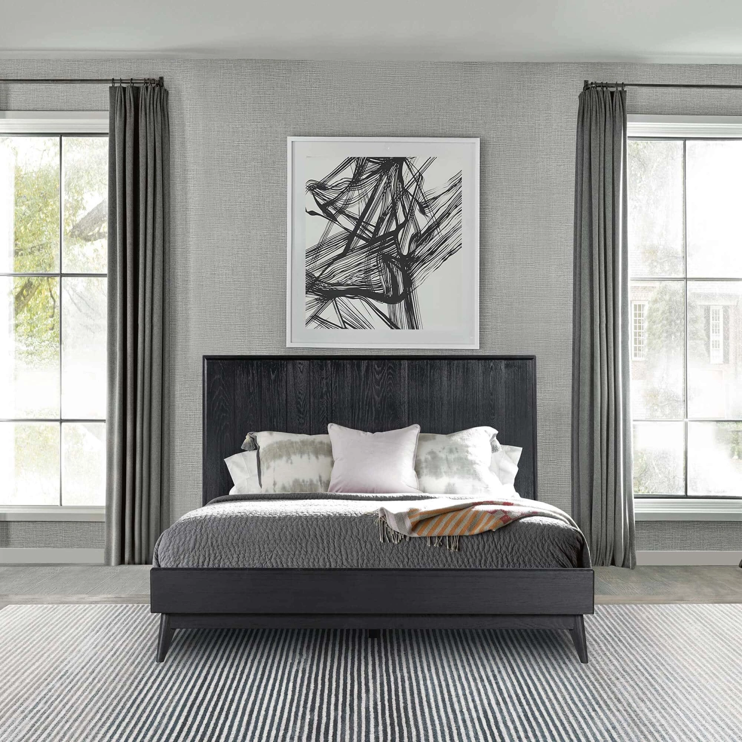 Carnaby Queen Platform Bed Frame In Black Brushed Oak Wood 8 Carnaby Queen Platform Bed Frame In Black Brushed Oak Wood - Image 6