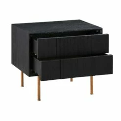 Carnaby 2 Drawer Nightstand In Black Brushed Oak & Bronze -WALKER EDISON Shop AL LCCFLABL 2