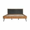 Coco Rustic Oak Wood Upholstered Faux Leather King Platform Bed -WALKER EDISON Shop AL LCCOBDBALKG