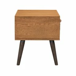 Coco Rustic Single Drawer Oak Wood And Faux Leather Nightstand -WALKER EDISON Shop AL LCCOLABAL 3