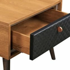 Coco Rustic Single Drawer Oak Wood And Faux Leather Nightstand -WALKER EDISON Shop AL LCCOLABAL 4