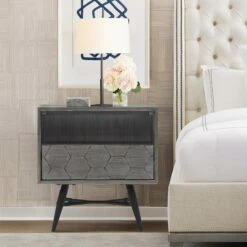 Makena 1 Drawer Nightstand In Grey Acacia Wood -WALKER EDISON Shop AL LCMKLATG 5