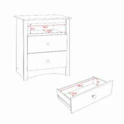 Sonoma 2 Drawer Tall Nightstand With Open Cubbie -WALKER EDISON Shop BDC 2428 alt5