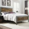 Walker Edison Queen Size Industrial Wood & Metal Bed - Brown -WALKER EDISON Shop BQAWRW
