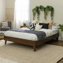 Walker Edison Solid Wood Queen Platform Bed - Walnut
