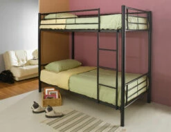 Denley Black Metal Twin Over Twin Bunk Bed
