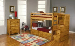 Wrangle Hill Amber Wash Twin Over Twin Bunk Bed -WALKER EDISON Shop CST 460243