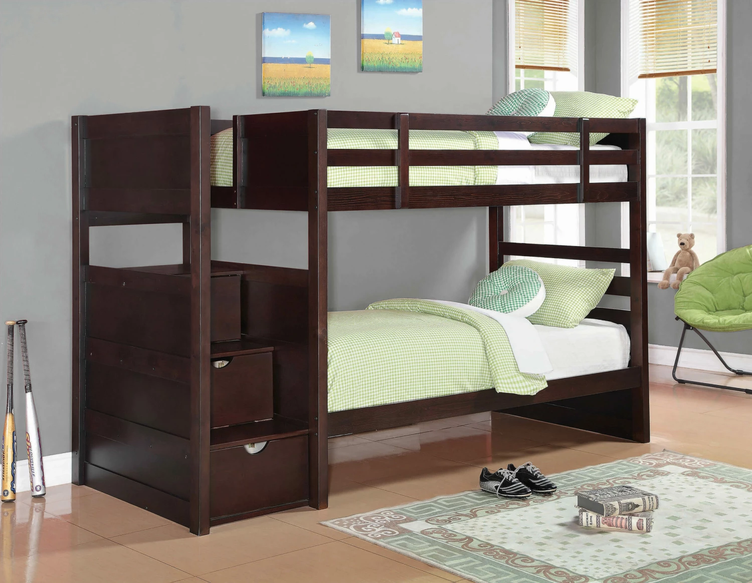 Elliott Transitional Cappuccino Twin Over Twin Bunk Bed 3 Elliott Transitional Cappuccino Twin Over Twin Bunk Bed