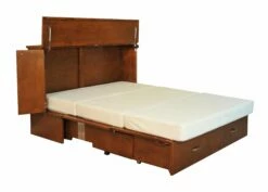 Park Avenue Queen Size Cabinet Bed (Murphy Bed) In Gray Finish -WALKER EDISON Shop Cabinet Bed 12