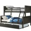 Twin/Full Bunk Bed In City Shadow Finish With Twin Trundle Bed In Low Sheen Black Finish -WALKER EDISON Shop DT 0118 TFCS 503 BK