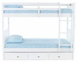 Twin/Twin Mission Bunk Bed With 3 Drawer Underbed Storage In White Finish
