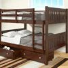 Full/Full Mission Bunk Bed With Dual Underbed Drawers Dark Cappuccino Finish -WALKER EDISON Shop DT 1015 3FFCP 505 CP