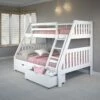 Twin/Full Mission Bunk Bed W/Dual Under Bed Drawers In White Finish