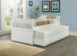 Twin Mission Captains Trundle Bed White