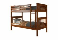 Twin/Twin Mission Bunk Bed With Under Bed Drawers In Light Espresso Finish