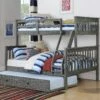 Twin/Full Mission Bunk Bed With Trundle Bed In Brushed Grey Finish
