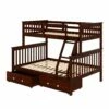 Twin/Full Mission II Bunk Bed W/Dual Under Bed Drawers In Dark Cappuccino Finish