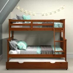 Twin/Full Mission Bunkbed With Trundle Bed Light Espresso -WALKER EDISON Shop DT 122 3 TFE 503 E 2